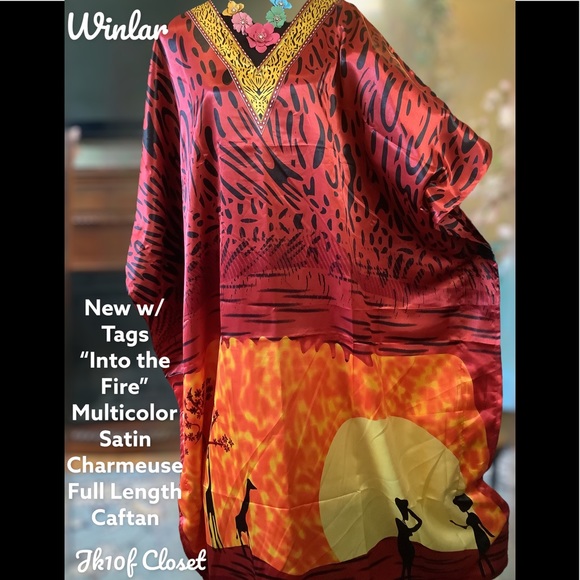 🌻NWT WINLAR SUNSET FIRE COVERUP/ CAFTAN - Picture 9 of 16